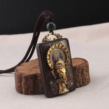 Load image into Gallery viewer, Vintage Nepal Thangka God of wealth Buddha elephant god ebony Pendant Necklace exotic sweater chain