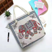 Load image into Gallery viewer, Double-sided Ethnic Style Embroidery Bag Women's Live Embroidery Peacock Elephant Canvas Bag
