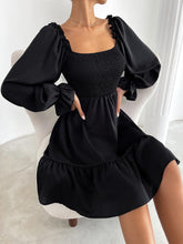 Load image into Gallery viewer, Pullover Square Neck Long Sleeve Ruffle high waist tight temperament commuter dress women
