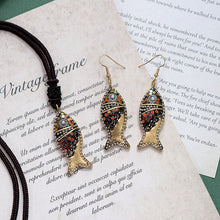 Load image into Gallery viewer, Minority design Nepal copper fish Tibetan handmade necklace men's and women's ethnic style retro temperament simple Earring Set