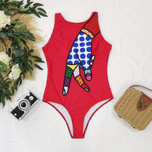 Load image into Gallery viewer, Swimsuit One-piece Bikini Personality Abstract Printed Swimsuit Female Sleeveless Monokini