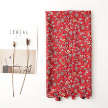 Load image into Gallery viewer, Women's cotton and linen feel flower scarf spring, summer and autumn shade shawl soft temperament