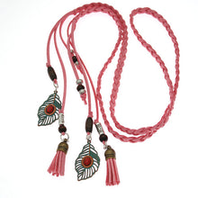 Load image into Gallery viewer, Ethnic Tibetan Headdress Magenta Hair Rope Hair Accessories Tassel Hair with Antique Headband