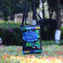 Load image into Gallery viewer, Ethnic Style Tribal Embroidery Flower Crossbody 6.5 Inch Mobile Phone Bag Hanging Neck Mobile Phone Bag