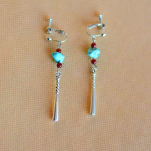 Load image into Gallery viewer, Female Turquoise Earrings Ancient Earrings Tibetan Miao Silver Exotic Ethnic Minority Simple Daily Earrings