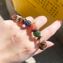 Load image into Gallery viewer, Multi-treasure Fragrant Ash Glass Beads Bracelet Five-color Orb Swallowing Gold Beast Couple Prayer Beads Bracelet.