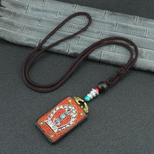 Load image into Gallery viewer, Vintage Nepal Thangka God of wealth Buddha elephant god ebony Pendant Necklace exotic sweater chain