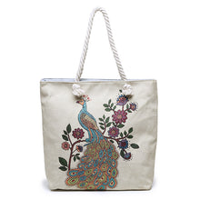 Load image into Gallery viewer, Double-sided Ethnic Style Embroidery Bag Women's Live Embroidery Peacock Elephant Canvas Bag