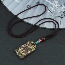 Load image into Gallery viewer, Vintage Nepal Thangka God of wealth Buddha elephant god ebony Pendant Necklace exotic sweater chain