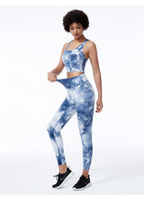 Load image into Gallery viewer, Large tie dyed sports underwear women's training fitness vest with bra Yoga suit