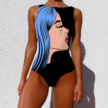 Load image into Gallery viewer, Swimsuit One-piece Bikini Personality Abstract Printed Swimsuit Female Sleeveless Monokini
