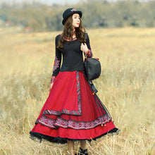 Load image into Gallery viewer, Retro national style half skirt big swing skirt dance Square Dance Costume Dance