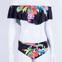Load image into Gallery viewer, Off Shoulder Flower Swimwear Women Swimsuit Ruffles Bikini Set