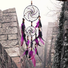 Load image into Gallery viewer, Original silver gray dream catcher 2 ring Indian feather hanging art gifts to bestie friends creative valentine's day gifts