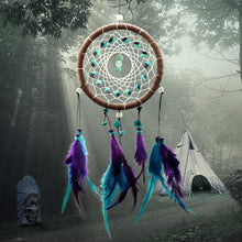 Load image into Gallery viewer, Original silver gray dream catcher 2 ring Indian feather hanging art gifts to bestie friends creative valentine's day gifts