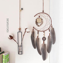 Load image into Gallery viewer, Original silver gray dream catcher 2 ring Indian feather hanging art gifts to bestie friends creative valentine's day gifts