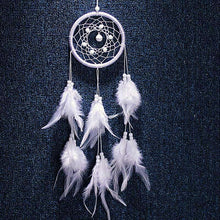 Load image into Gallery viewer, Original silver gray dream catcher 2 ring Indian feather hanging art gifts to bestie friends creative valentine's day gifts