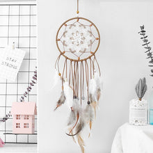 Load image into Gallery viewer, Original silver gray dream catcher 2 ring Indian feather hanging art gifts to bestie friends creative valentine's day gifts