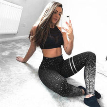 Load image into Gallery viewer, Pad Hot stamping Two Piece Suit Women Patchwork Yoga Set Sport Fitness Women Pants Leggings Push Up Yoga Pants Summer Sportswear