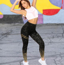 Load image into Gallery viewer, Pad Hot stamping Two Piece Suit Women Patchwork Yoga Set Sport Fitness Women Pants Leggings Push Up Yoga Pants Summer Sportswear