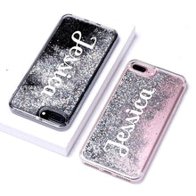 Load image into Gallery viewer, Personalized Custom Liquid Glitter Silver Name Text Soft Bumper Phone Case For iPhone