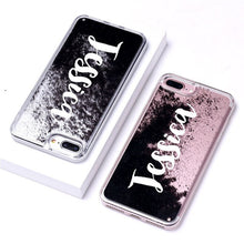Load image into Gallery viewer, Personalized Custom Liquid Glitter Silver Name Text Soft Bumper Phone Case For iPhone