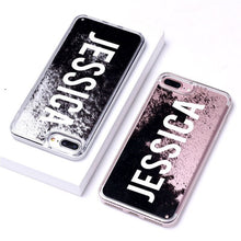 Load image into Gallery viewer, Personalized Custom Liquid Glitter Silver Name Text Soft Bumper Phone Case For iPhone