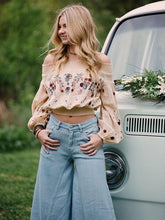 Load image into Gallery viewer, Embroidered Puff-sleeves Blouses&Shirts Top