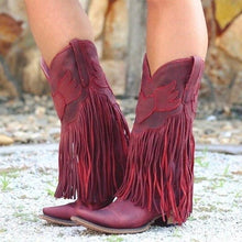 Load image into Gallery viewer, Boho Women Bohemia Style Gladiator Motorcycle Boots Fringed Cowboy Autumn Women Tassel Shoes