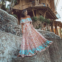 Load image into Gallery viewer, Off-the-shoulder Bohemia Maxi Chiffon Floral Print Dress Beach Style Vacation Dress