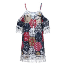 Load image into Gallery viewer, Elegant Dress Women Off Shoulder Dress Tassel Bohemia Printed Cocktail Party Beach Dresses