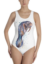 Load image into Gallery viewer, Print Blue Manatee One-Piece Swimsuit
