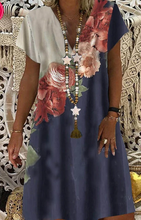 Load image into Gallery viewer, Women Short Sleeves Floral Summer Casual Daily Mini Dress