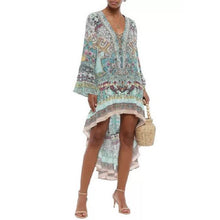 Load image into Gallery viewer, Casual Color Block V-Neckline Above Knee A-line Dress