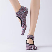 Load image into Gallery viewer, Reallion Women Backless Non-Slip Cotton Massage Sport Yoga Socks Breathable Pilates Fitness Workout Gym Yoga Socks Fingers Socks
