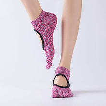 Load image into Gallery viewer, Reallion Women Backless Non-Slip Cotton Massage Sport Yoga Socks Breathable Pilates Fitness Workout Gym Yoga Socks Fingers Socks