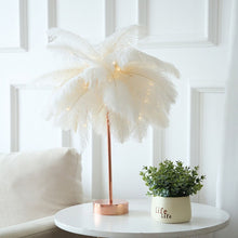 Load image into Gallery viewer, Remote Control Feather Table Lamp USB/AA Battery Power DIY Creative Warm Light Tree Feather Lampshade Wedding Home Bedroom Decor