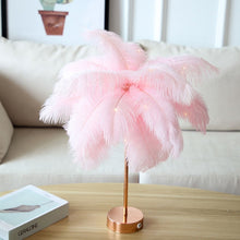 Load image into Gallery viewer, Remote Control Feather Table Lamp USB/AA Battery Power DIY Creative Warm Light Tree Feather Lampshade Wedding Home Bedroom Decor