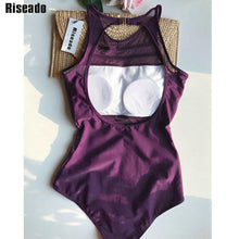 Load image into Gallery viewer, Black Mesh One Piece Swimsuit 2021 Swimwear Women Sexy High Neck Bathing Suit Women Backless Plus Size Swim Wear XXL