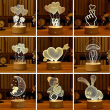 Load image into Gallery viewer, Romantic Love 3D Acrylic Led Lamp for Home Children's Night Light Table Lamp Birthday Party Decor Valentine's Day Bedside Lamp