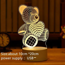 Load image into Gallery viewer, Romantic Love 3D Acrylic Led Lamp for Home Children's Night Light Table Lamp Birthday Party Decor Valentine's Day Bedside Lamp
