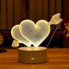 Load image into Gallery viewer, Romantic Love 3D Acrylic Led Lamp for Home Children's Night Light Table Lamp Birthday Party Decor Valentine's Day Bedside Lamp
