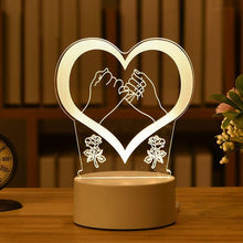 Load image into Gallery viewer, Romantic Love 3D Acrylic Led Lamp for Home Children's Night Light Table Lamp Birthday Party Decor Valentine's Day Bedside Lamp