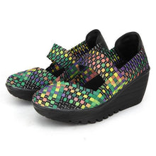 Load image into Gallery viewer, Color Match Elastic Belt Knitting Swing Slip On Platform Sport Sandals