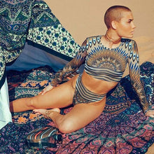 Load image into Gallery viewer, Sexy African Print Tribal Swimsuit Long Sleeve Swimwear Bathing Suit Women Swimming Suit Surfing Beachwear Thong Bikini Maillot