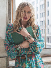 Load image into Gallery viewer, Floral Split-front Puff Sleeves Bohemia Maxi Dress