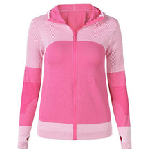 Load image into Gallery viewer, Splice Color Gym Workout Jackets Women Quick Dry Yoga Seamless Sport Fitness Coat Outwear Zipper Training Running Jacket Women's