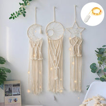 Load image into Gallery viewer, Star Moon Sun Dream Catcher Boho Home Wall Decor Girls Kids Nursery Garden Decoration Outdoor Gifts With Light
