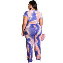 Load image into Gallery viewer, Summer Women Short Sleeve Wide Leg Pant 2 Piece Set Tie Dye Tracksuit Casual Loose Outfits