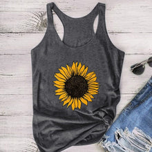 Load image into Gallery viewer, Sunflower Print Women Sleeveless O-neck Tank Tops